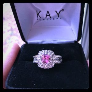 Pink and White Sapphire Sterling Silver Ring